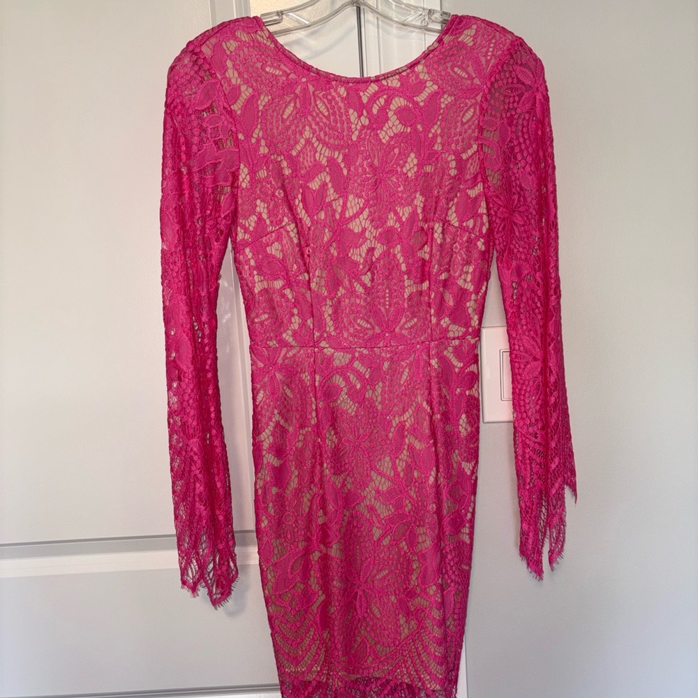 Angel Biba Fuchsia Lace Long Sleeve Dress NWT